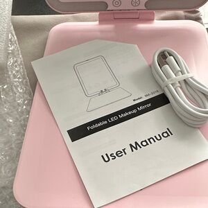 Pink Foldable LED Makeup Mirror